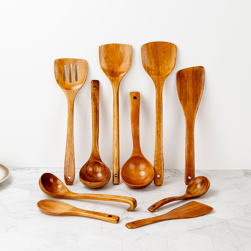 Home Camphor Wood Long Handle Wooden Spatula Japanese Kitchen Tool Set Non-stick Pan Wooden Spatula