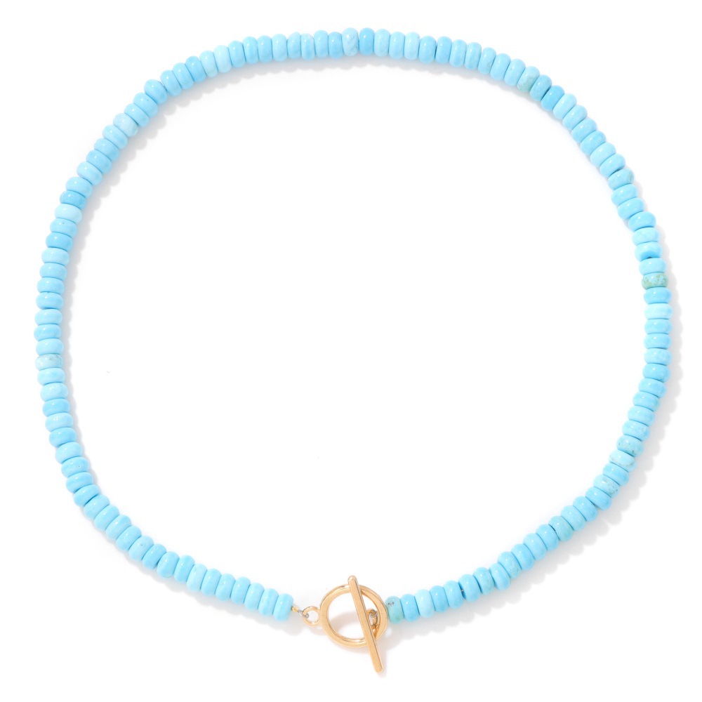 4*6 Abacus Bead Stone Beaded Necklace Women KC Gold OT Clavicle Chain Accessory