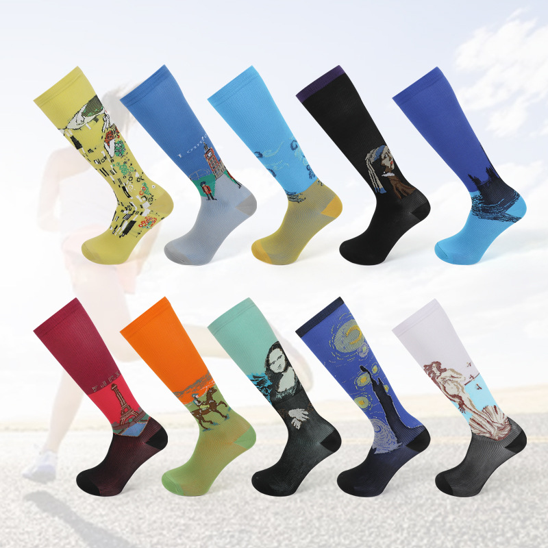 Socks, spring new socks, couple oil painting famous painting mid-calf socks, cartoon thick socks