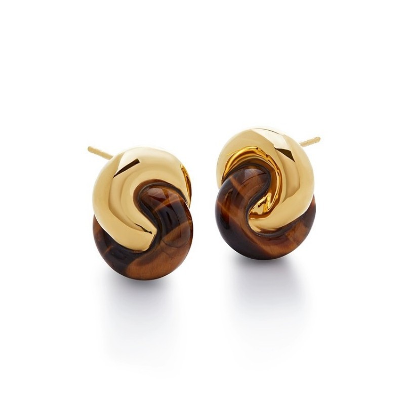 Earrings co-branded tiger eye ring buckle earrings