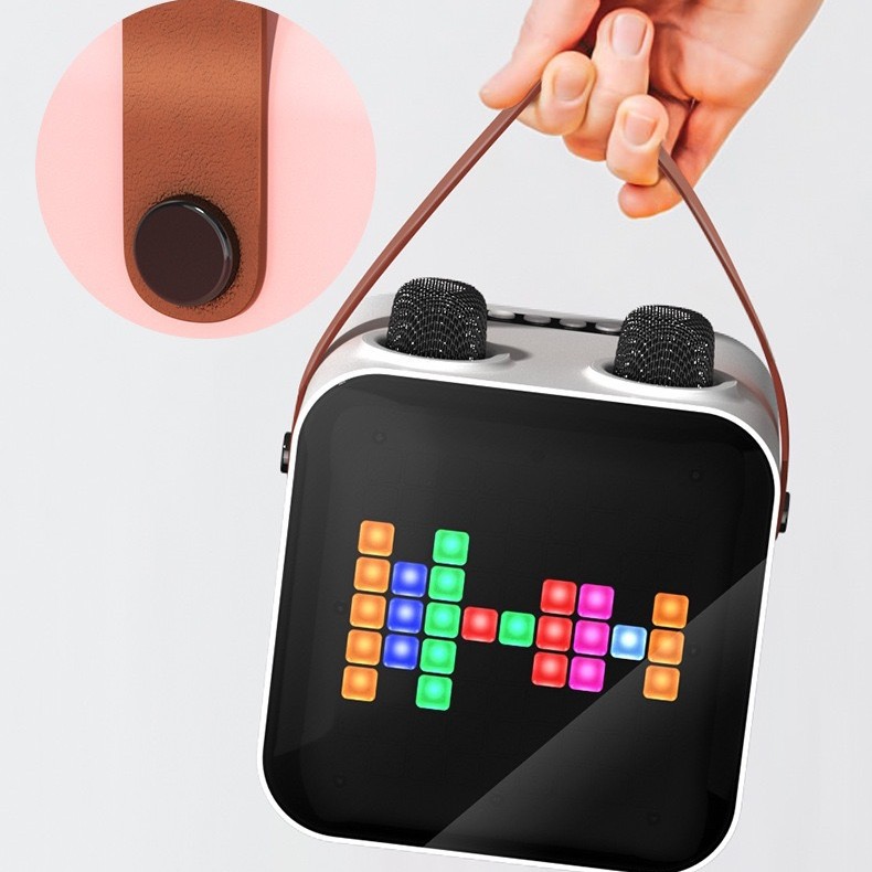 SP100 Colorful LED Light Bluetooth Speaker Wireless Dual Microphone K-Song All-in-One Square Dance Outdoor Portable