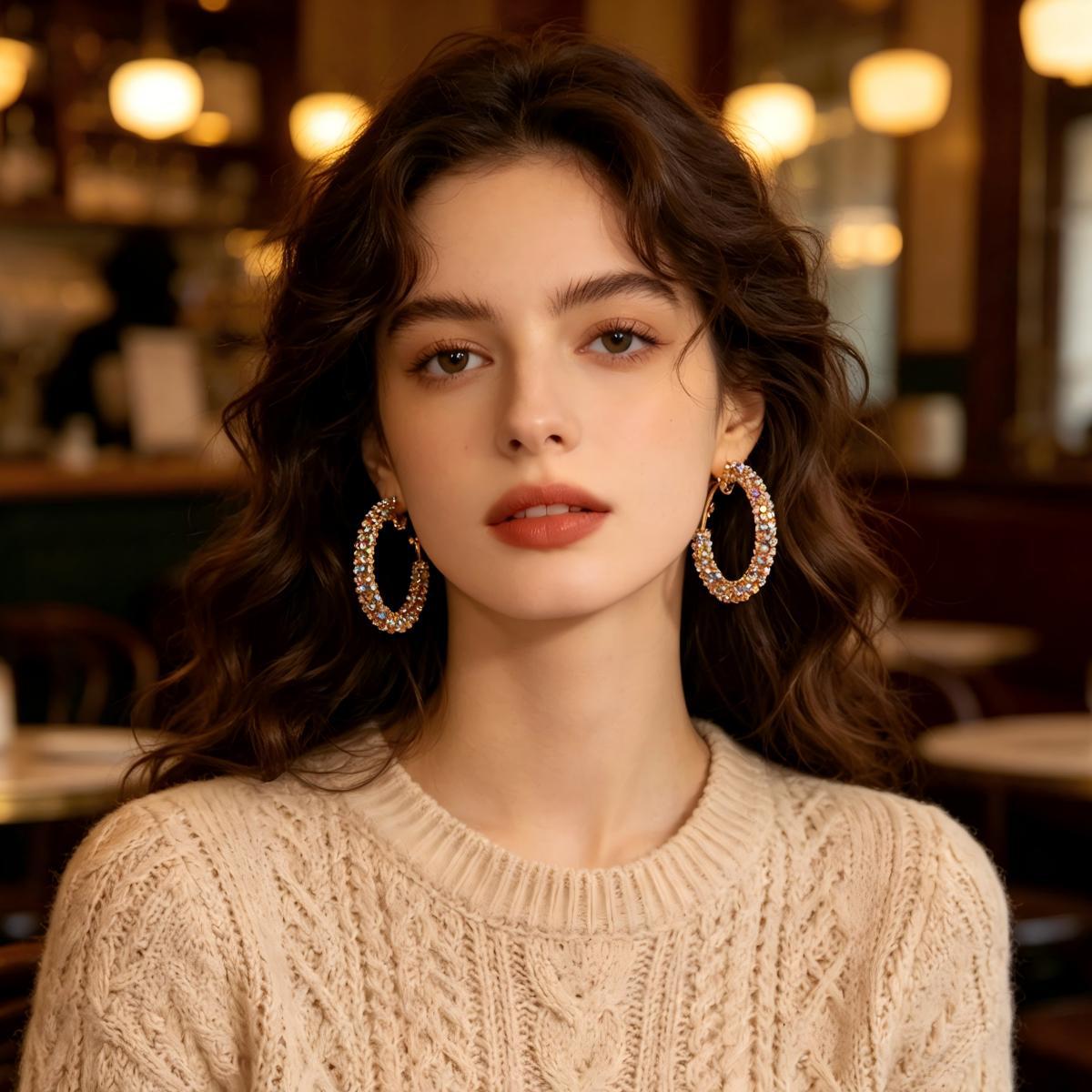 High-quality simple circle exaggerated earrings new diamond earrings