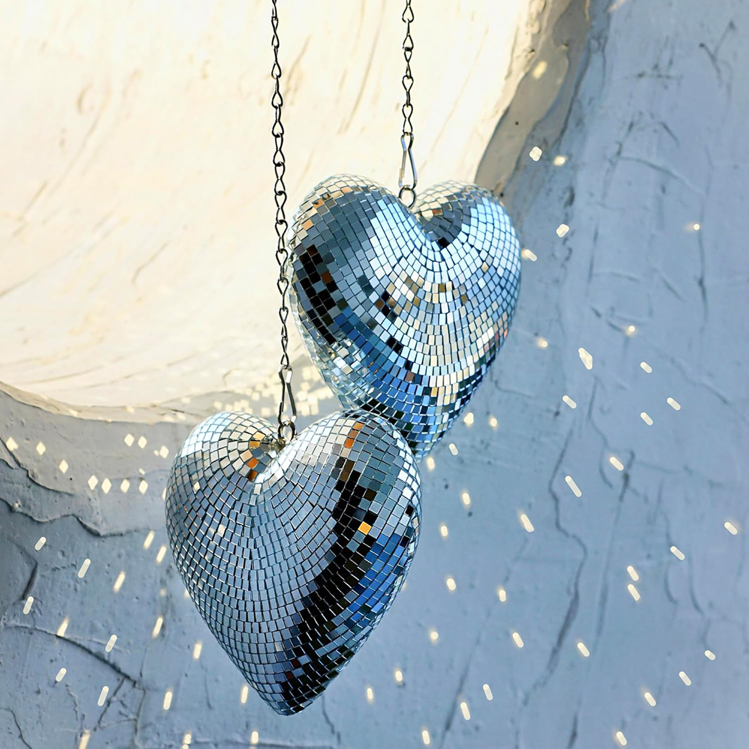 Chain Love Heart Disco Ball Disco Heart Glass Decoration Party Reflective Atmosphere Product Christmas