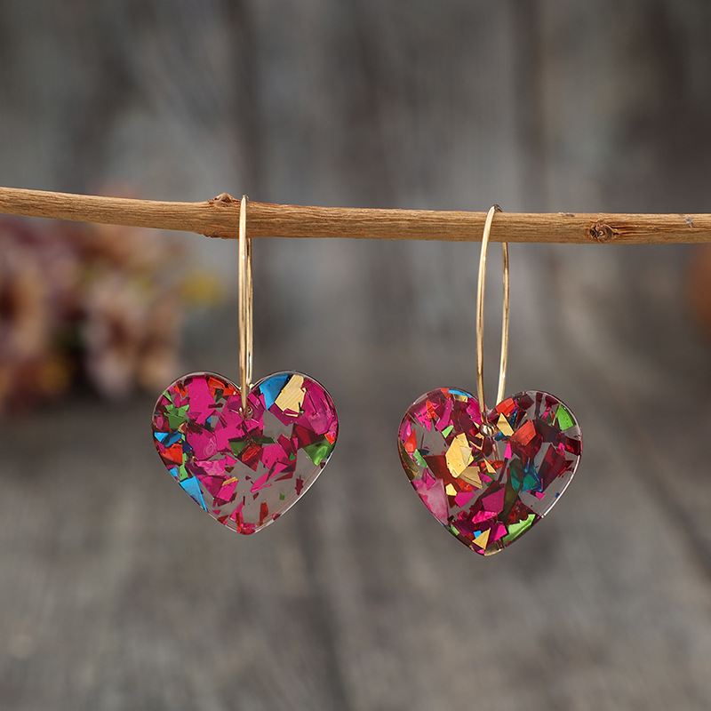 eBay New Valentine's Day Series Hyuna Style Sequins Transparent Heart Shape Multicolor Women Earrings Ear Jewelry