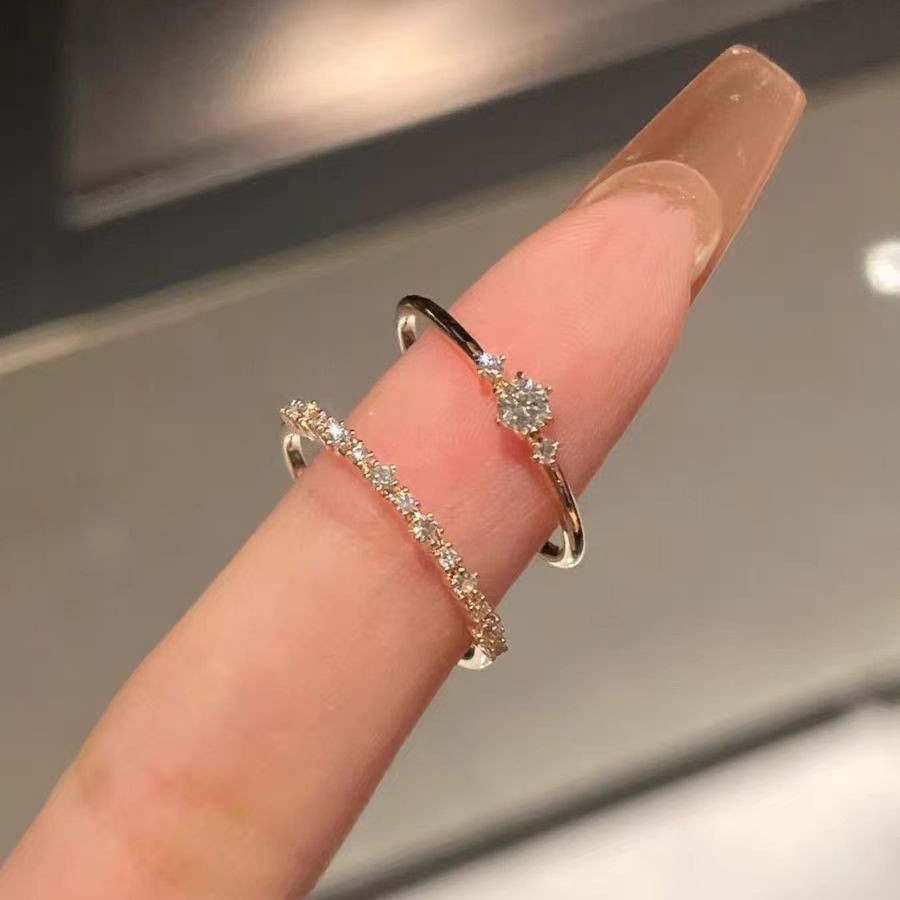 Simple Ultra Thin Full Diamond Ring for Women Simple Sparkling Layered Index Finger Ring 2025 New