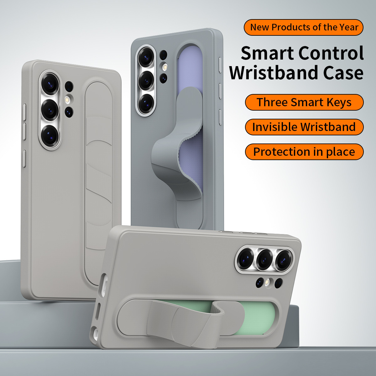 For Samsung S26Ultra Phone Case S25U Official Smart Button S24P Silicone Wrist Strap S23U Protective Case