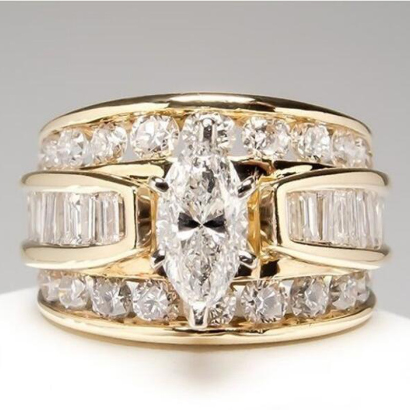 Copper Set Zircon Women's Ring Popular Engagement Jewelry