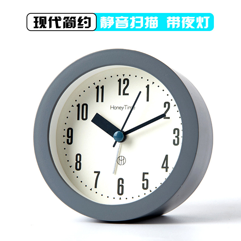 Nordic round digital alarm clock children student gift home decoration silent sweep second night light clock table
