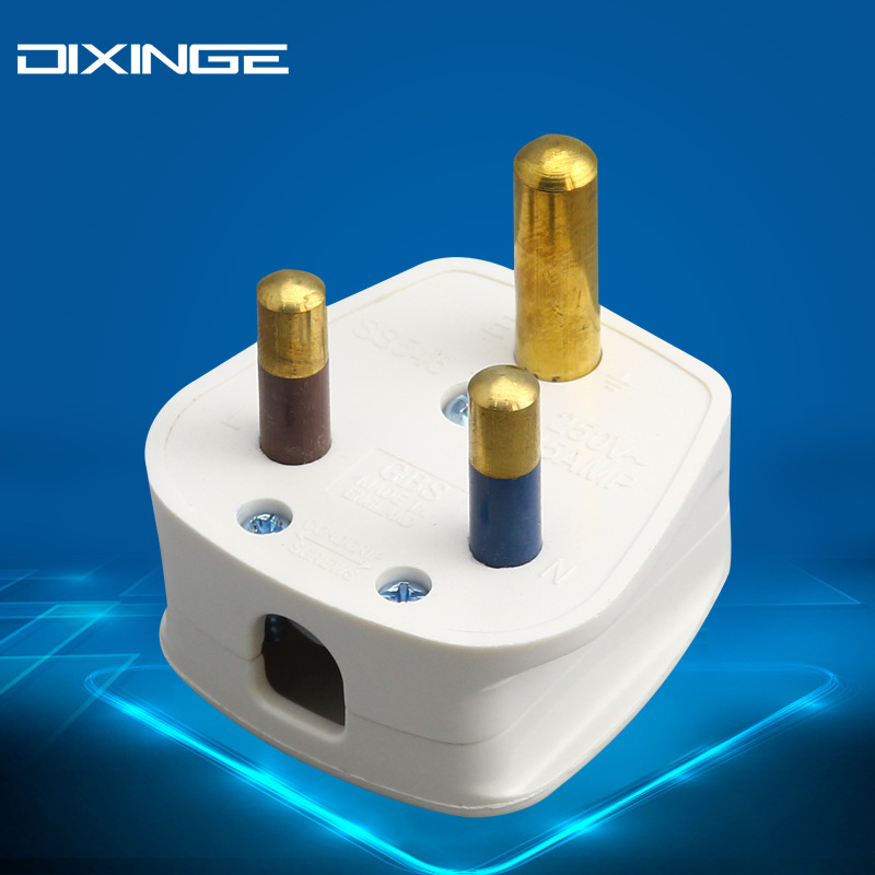 British standard three-pin cylindrical British large South Africa plug bakelite/PC copper high-quality British 15A power plug