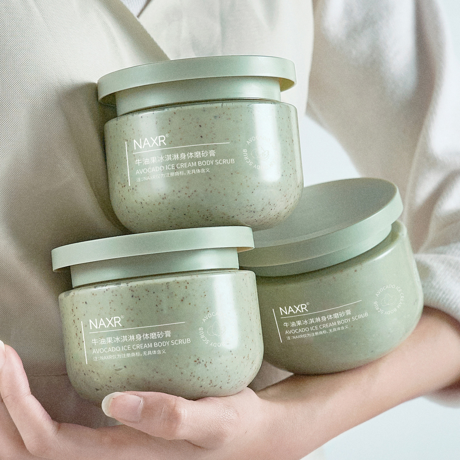 NAXR Avocado Body Scrub - Ice Cream Body Scrub, Exfoliating, Deep Cleansing