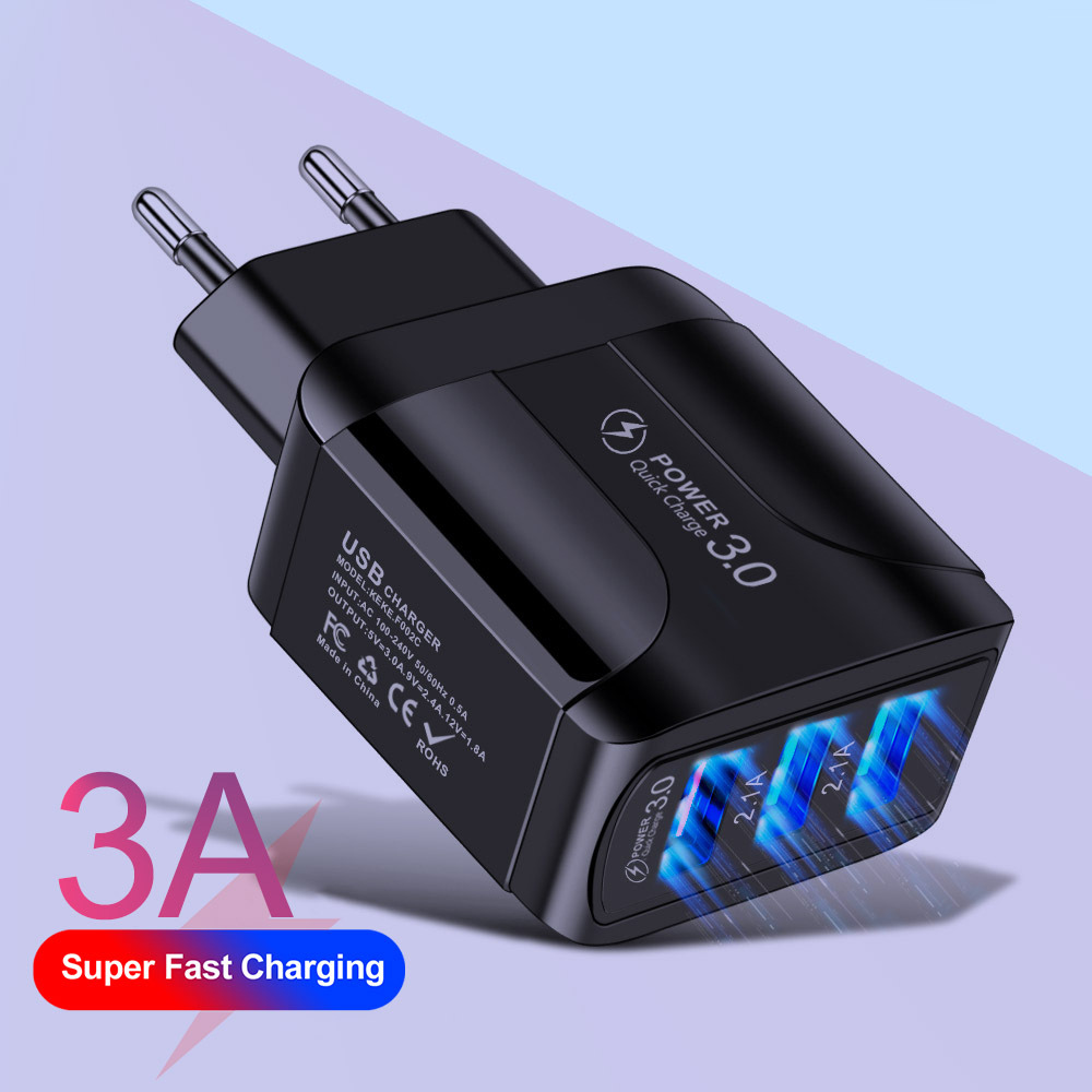 Glowing 3USB Butterfly Charger 2.5A IC Solution Tablet Travel Charger Charging Head Adapter