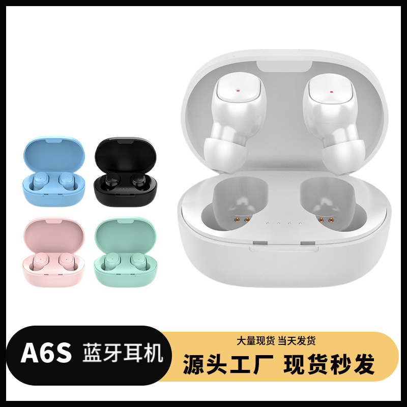 New A6S Bluetooth Earphones 5.0 Noise Reduction Sports Gaming Earphones In-ear Long Battery Life Large Capacity Wireless