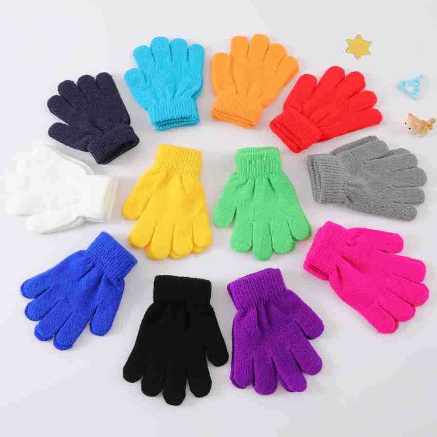 New Winter Knitted Children's Warm Gloves Macaron Warm Windproof Gloves Anti-Freeze Split-Finger Gloves