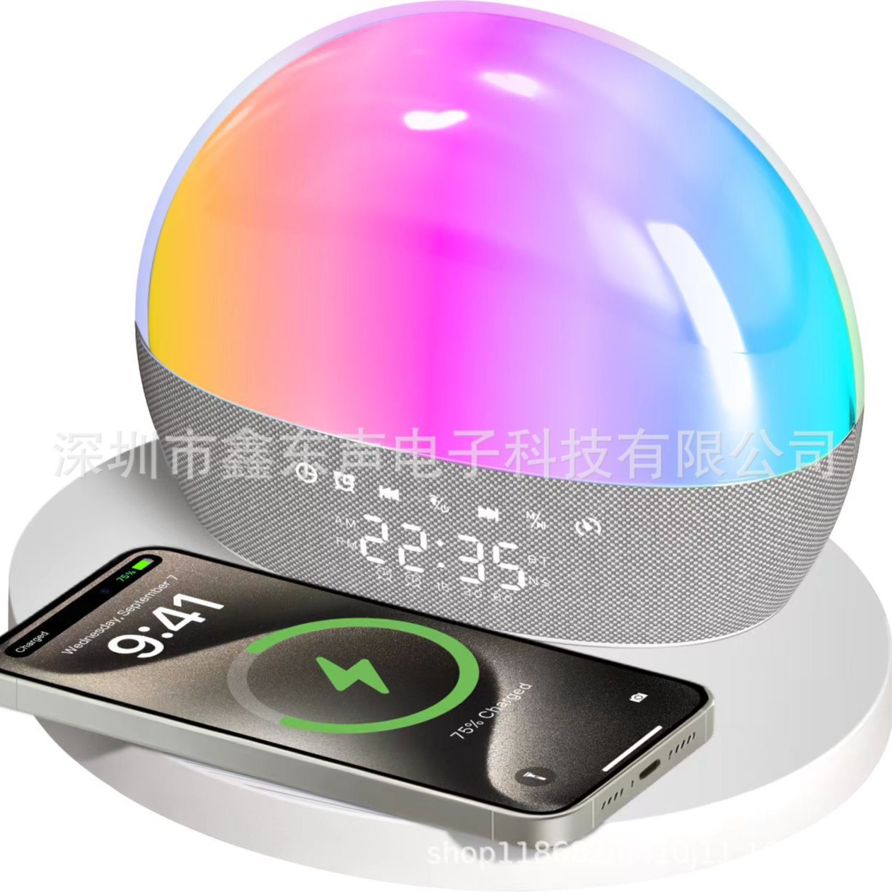 S310 New Wireless Charging Sunrise Wake-up LED Display Clock Alarm Timer White Noise High Power Bluetooth
