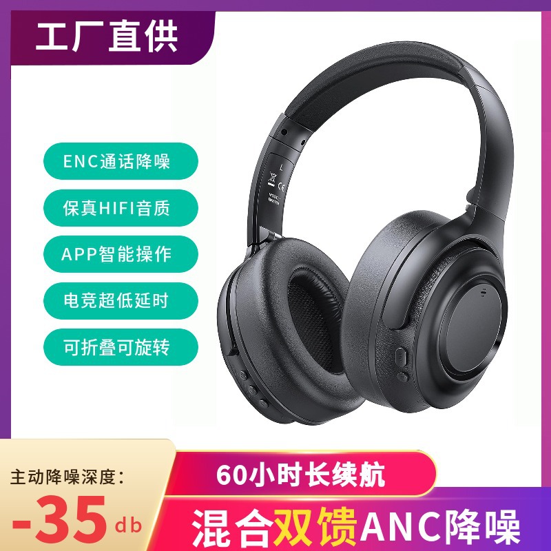Over-ear earphones wireless Bluetooth active noise-cancelling earphones suitable for gift girlfriend student