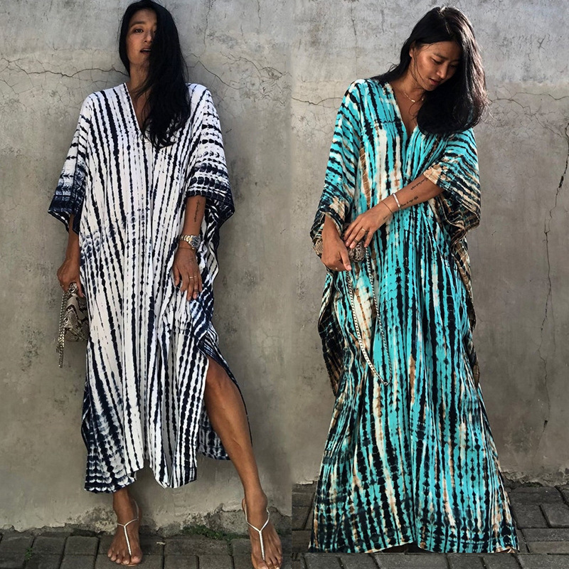 New Ombre Long Dress Beach Cover Up Vacation Long Dress Bikini Outer Swimsuit Cover Up Sun Protection