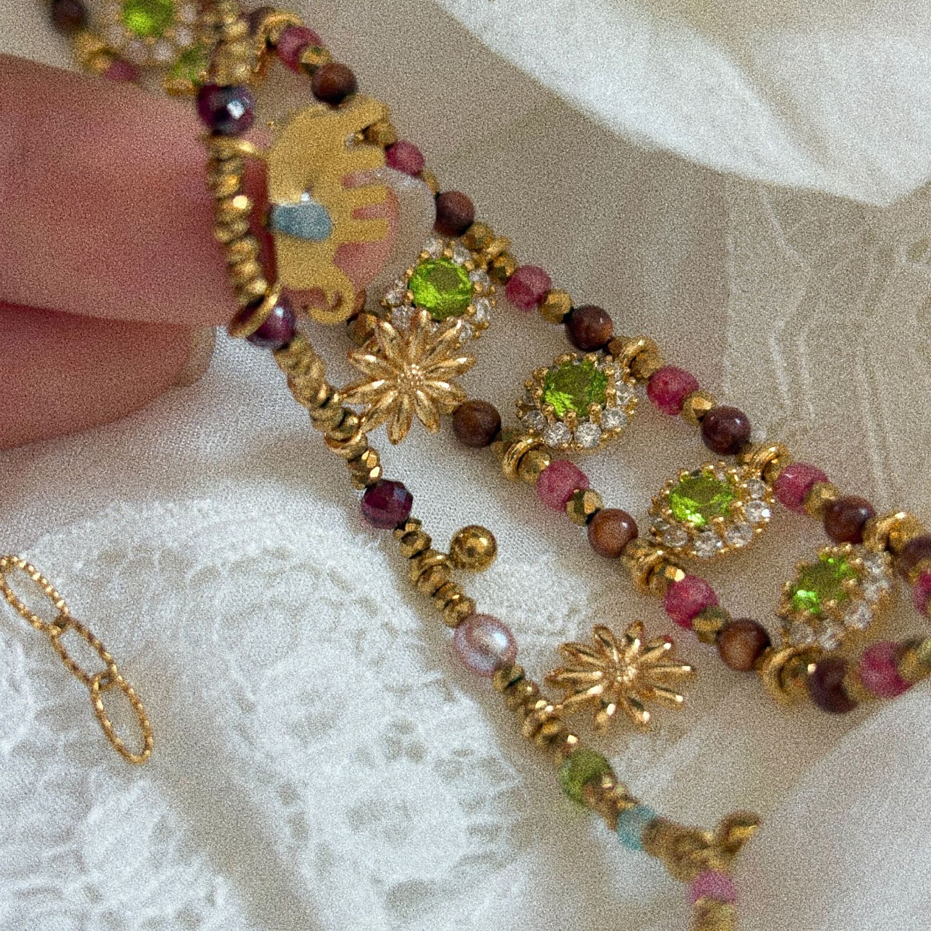 301 Midsummer Colorful Gem Little Elephant Bracelet Natural Style Sunflower Bracelet Vacation Style Sweet Relaxed