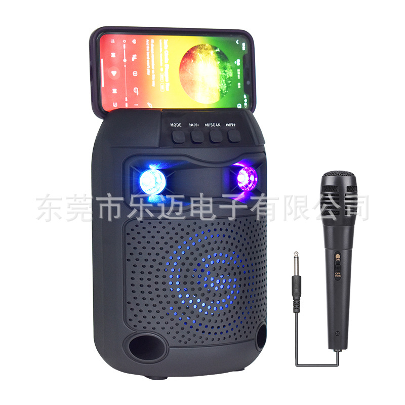 New Portable Square Dance Outdoor Home with Wired Microphone 5-inch RGB Handle Bluetooth Speaker with Card Slot