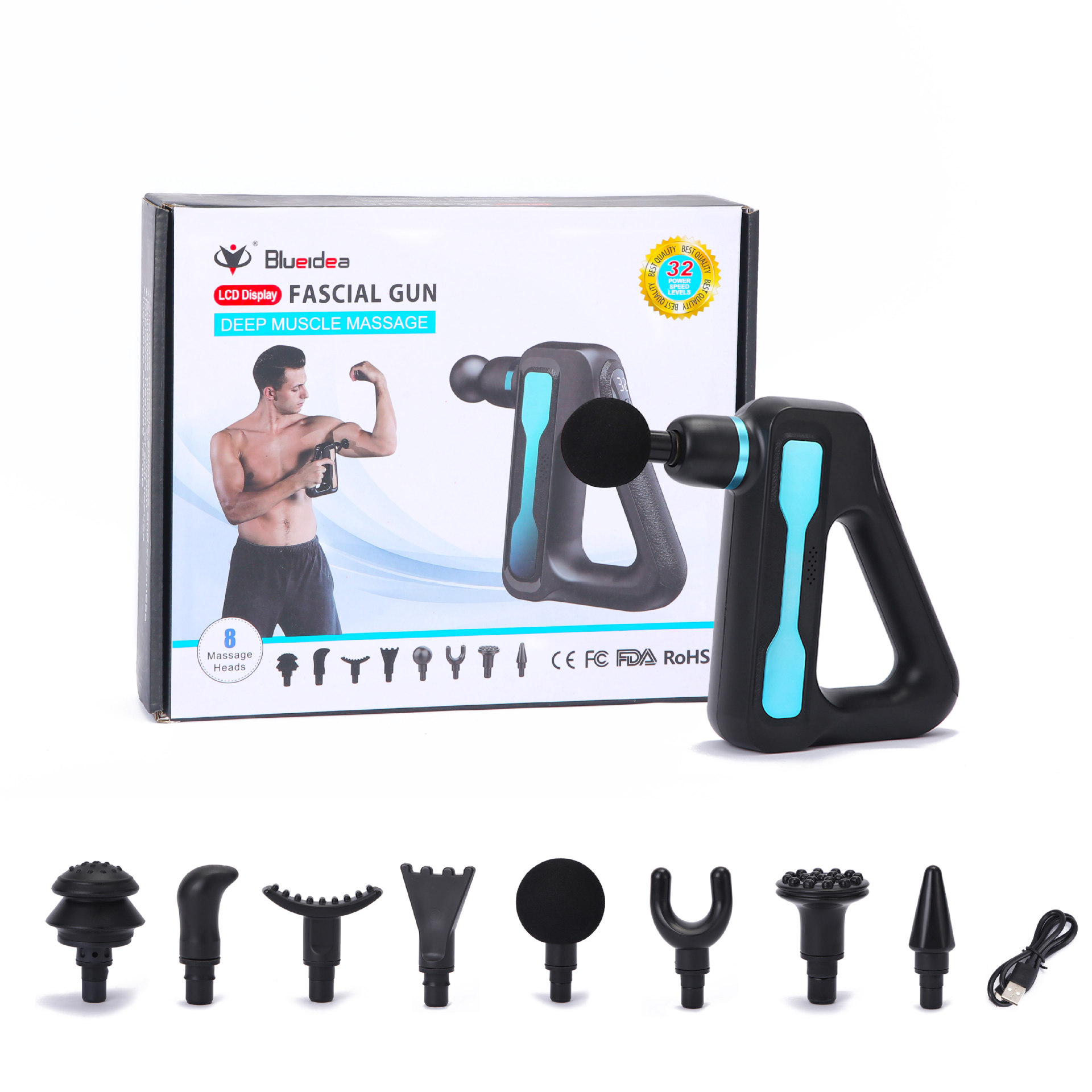 Blueidea--888 Fascia Gun Muscle Relax Vibration Massager Gift Massage Fitness Equipment Home