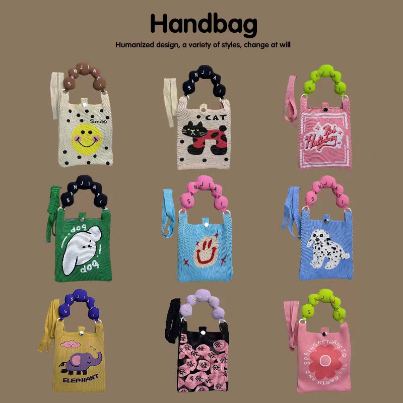 New Phone Bag, Cute Handheld Bag, Mini Knitted Small Tote, Shoulder Bag, Crossbody Handbag