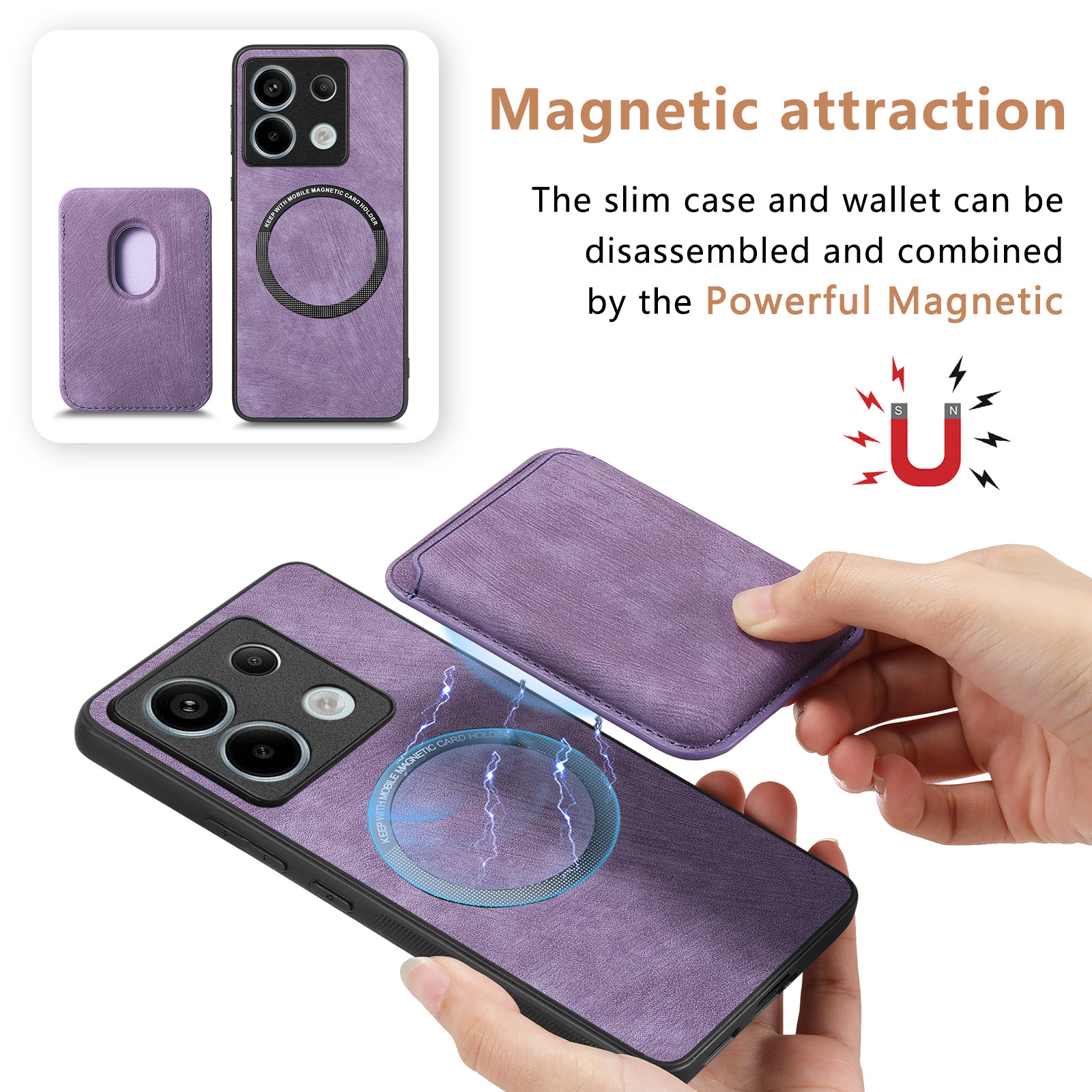 Applicable for Redmi Note 15 Pro phone case magnetic card holder Xiaomi 17 leather poco F8 pro protective case