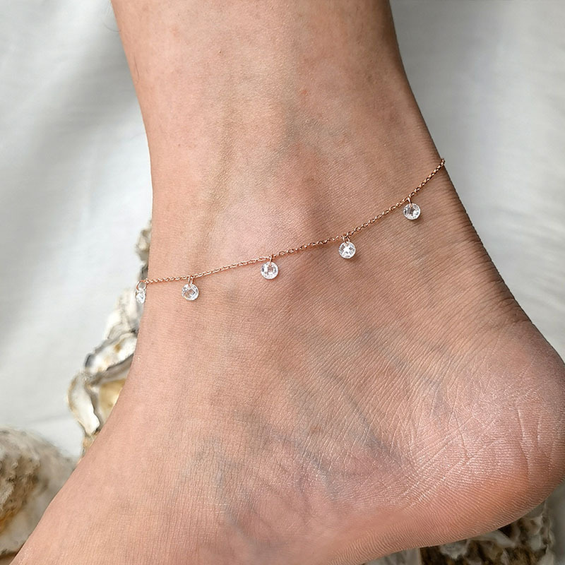 Rongshang Accessory New Women's Zircon Anklet Zircon Pendant Ankle Ornament
