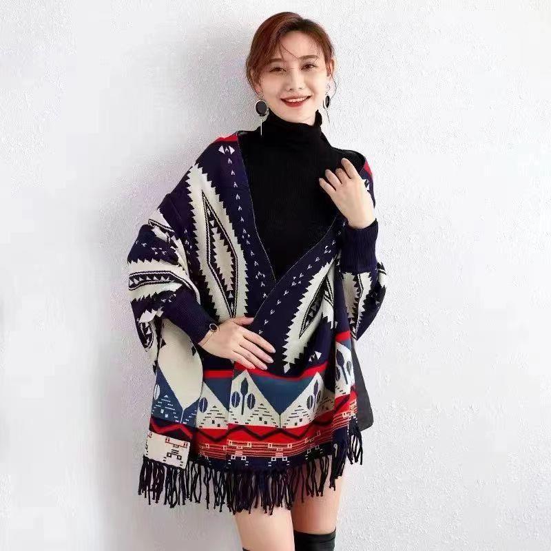 Ethnic Style Shawl Cape Yunnan Lijiang Travel Camping Blanket Outer Wear Cape Shawl Scarf Women