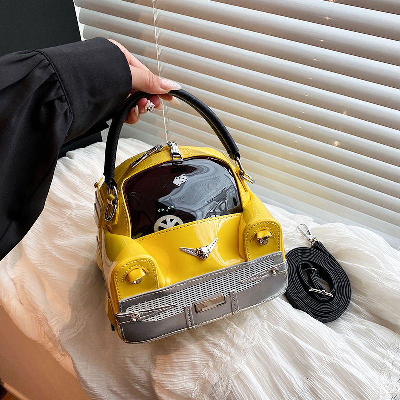 Street Style Cartoon Car Handheld Bag for Women New High Texture Novelty Shoulder Crossbody Bag