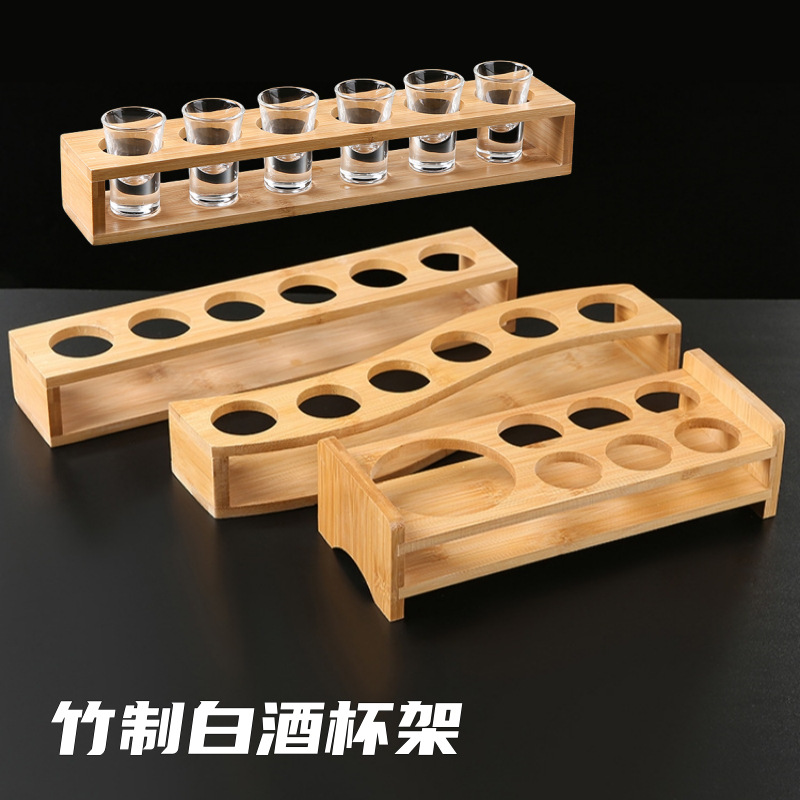 Bamboo liquor glass rack wine dispenser rack shot glass rack bamboo wooden rack small wine glass storage rack small sake cup rack