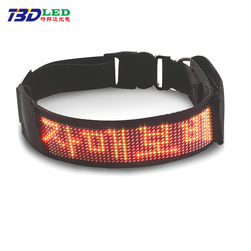 LED Display Pet Collar, Mobile-Controlled Monochrome Collar and Leash, Glowing LED Dog Collar