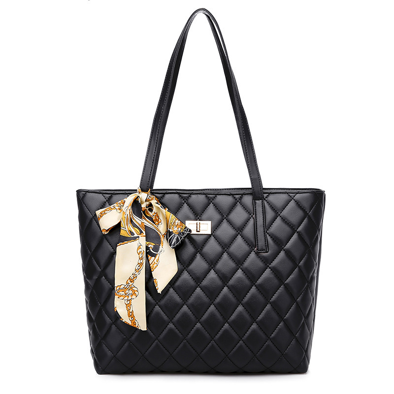 2024 new women's tote bag casual diamond scarf large capacity shoulder handbag