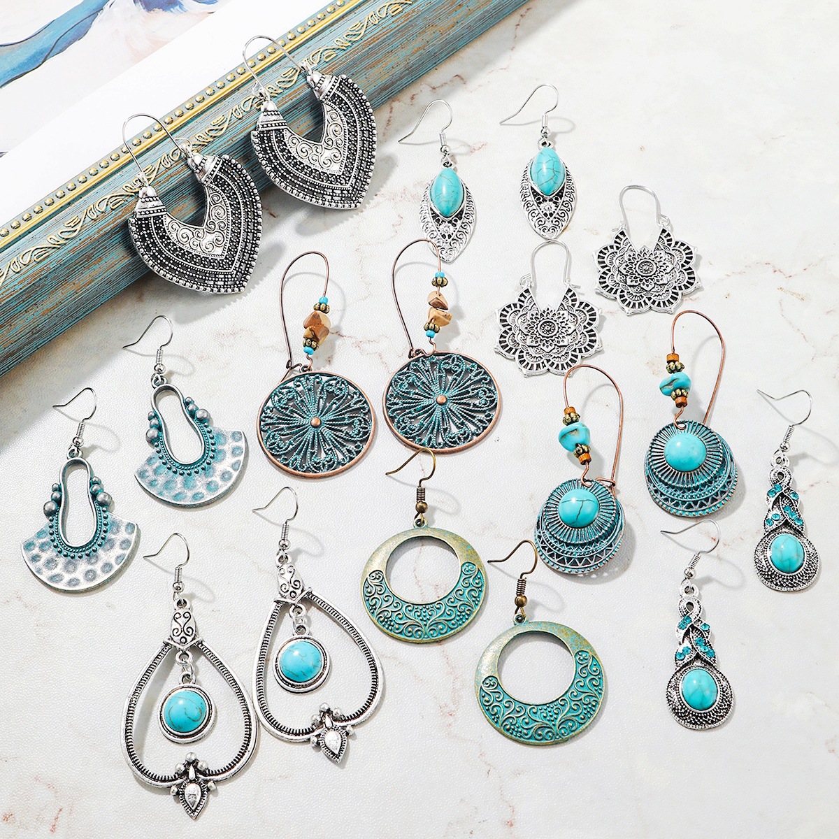 Turquoise earrings turquoise earring set Bohemian vintage earrings