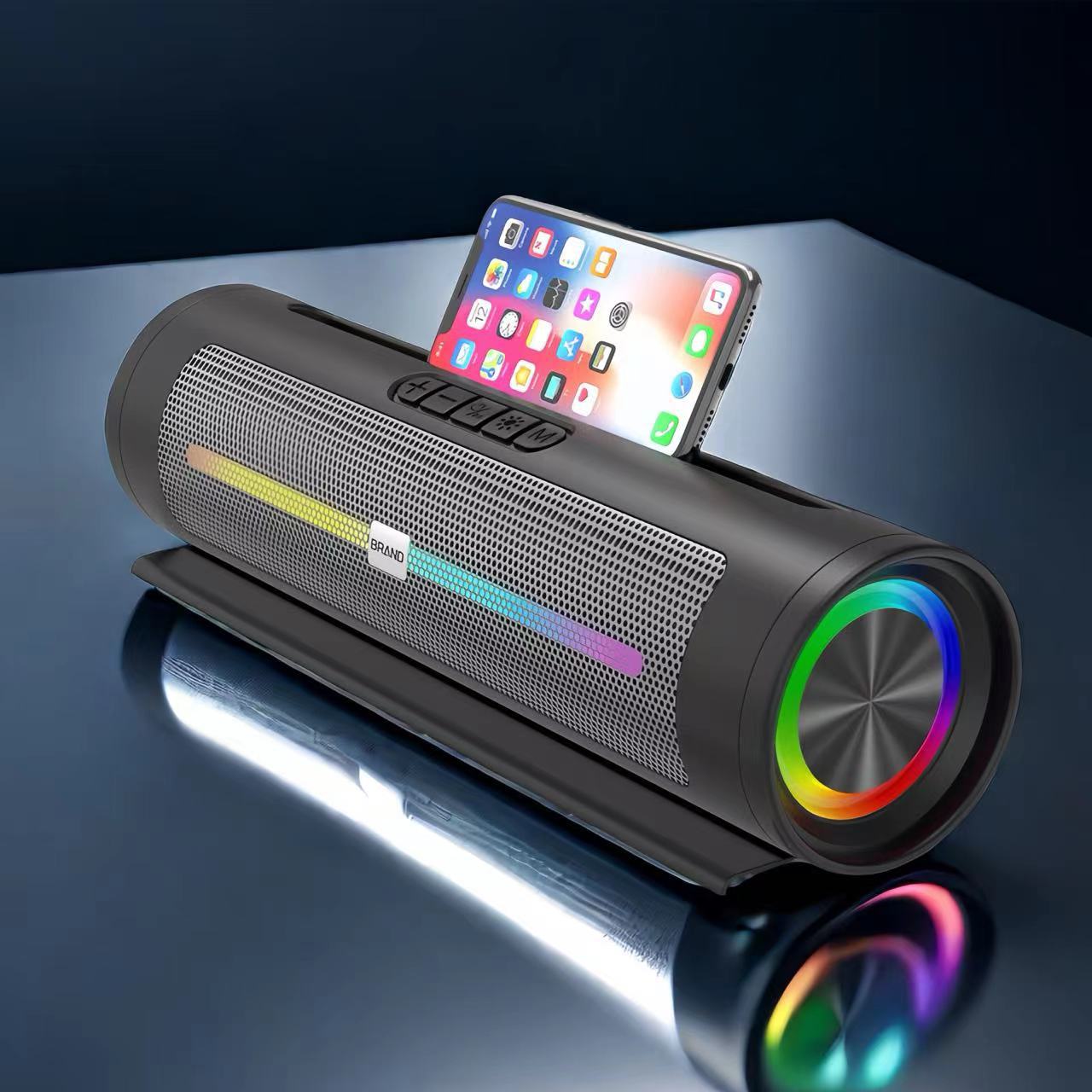 2024 new wireless Bluetooth speaker portable subwoofer with light outdoor heavy bass small speaker plug card speaker