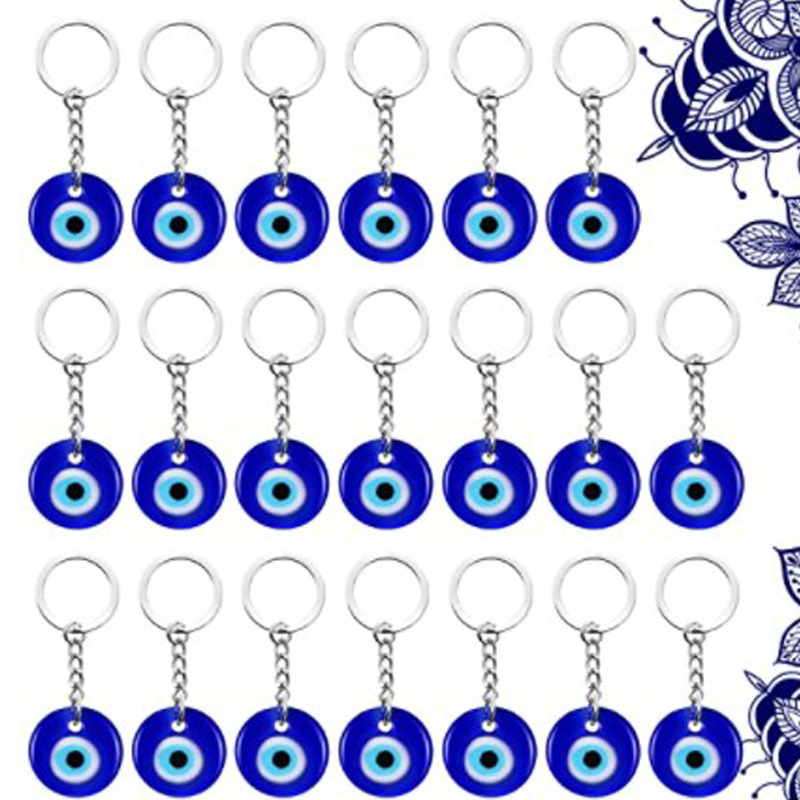 Blue Evil Eye Keychain Pendant Turkish Eye Glass Decoration Charm