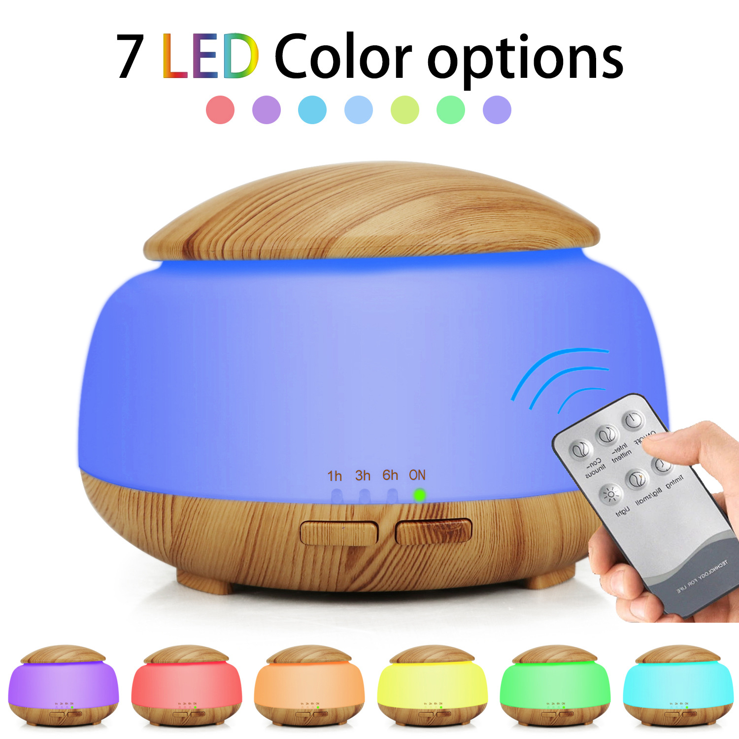 Simple Wood Grain Air Humidifier Night Light Mushroom 300ml Aromatherapy Diffuser Ultrasonic Atomizer Home Gift