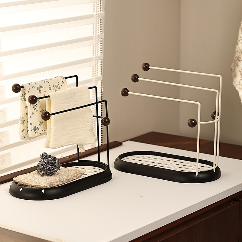 Vintage Style Kitchen Dishcloth Rack Countertop Sink Dish Sponge Drip Rack Multi-Functional Storage Rack Towel Rack