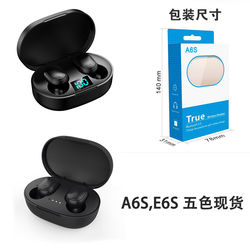 Digital A6S Bluetooth Earphone E6S In-Ear Ultra-Long Battery Life Sports E7s Digital Display Wireless Bluetooth Earphone