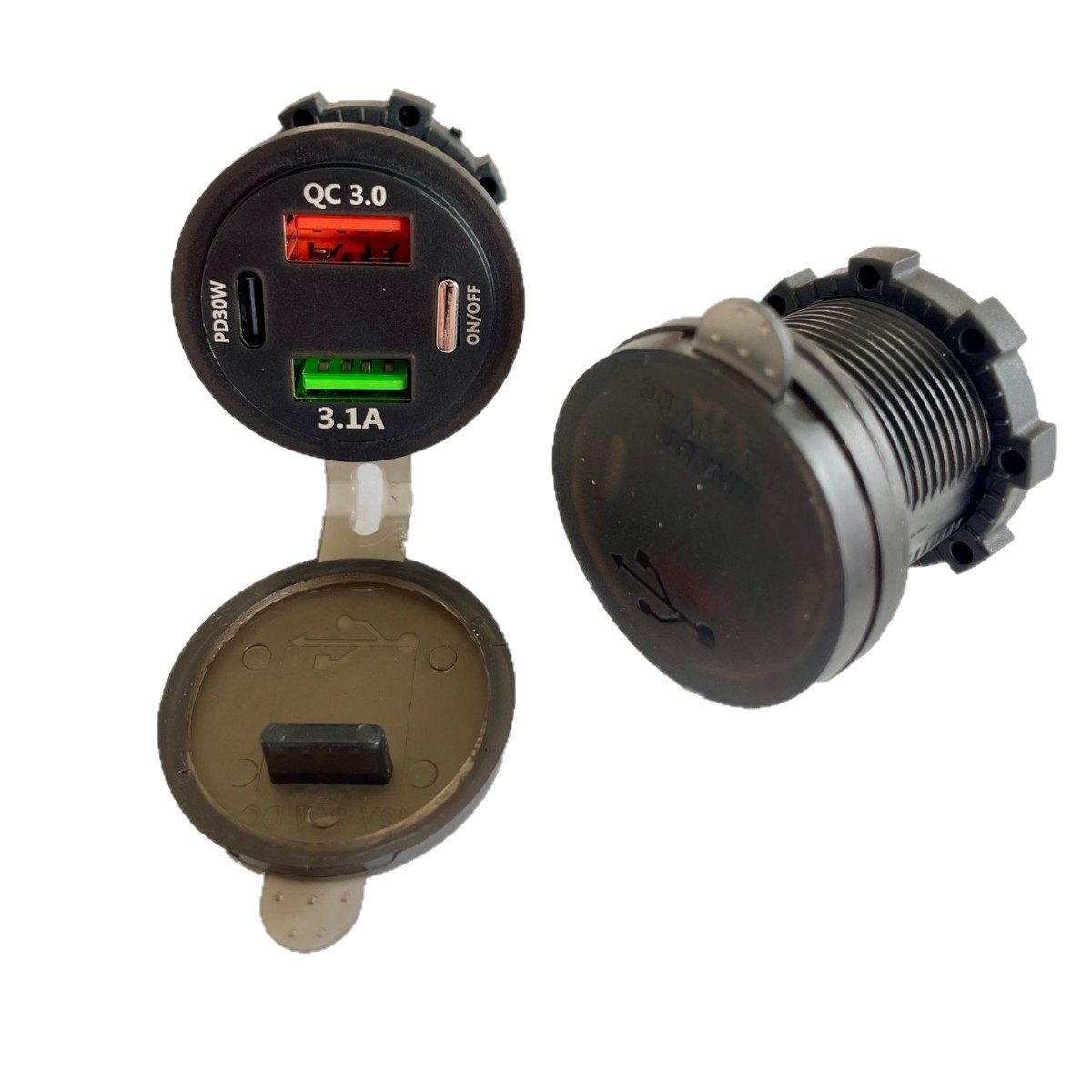 Modified Car Motorcycle Electric Vehicle Three-Port Design Dual USB+PD Fast Charge Switch Car Charger