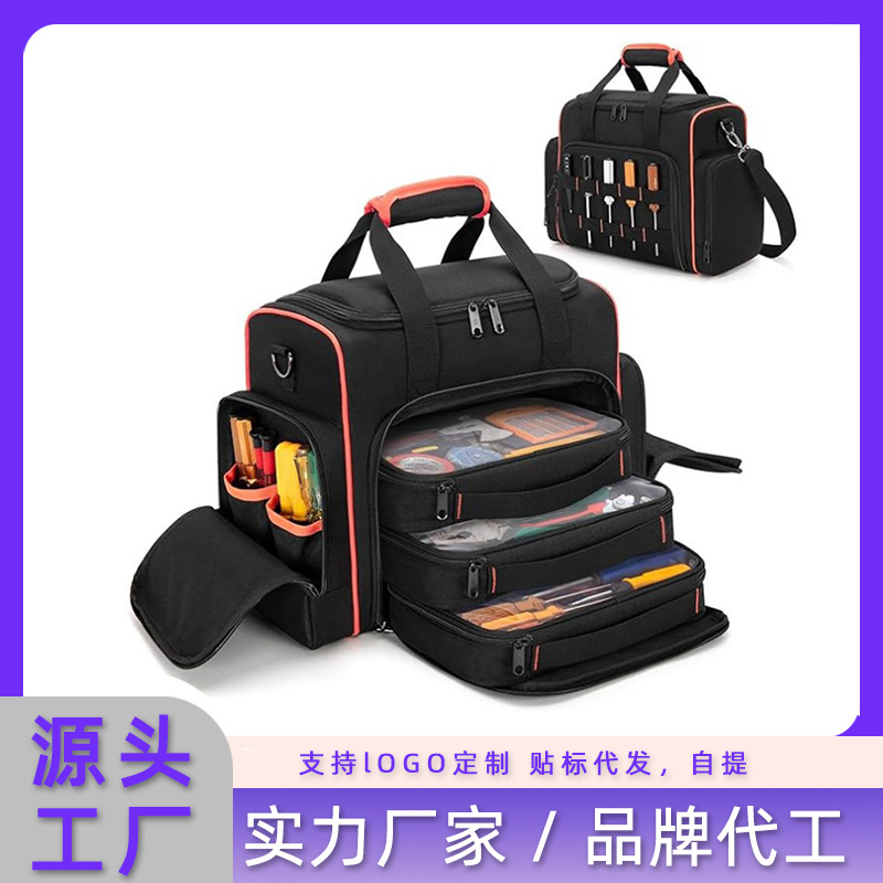 New Crossbody Oxford Cloth Multi-layer Electrician Tool Bag Hardware Storage Bag Single Shoulder Handheld Tool Bag