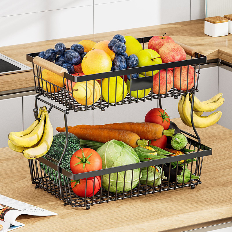 Kitchen storage rack living room table snack fruit storage bathroom storage basket multi-layer removable fruit basket