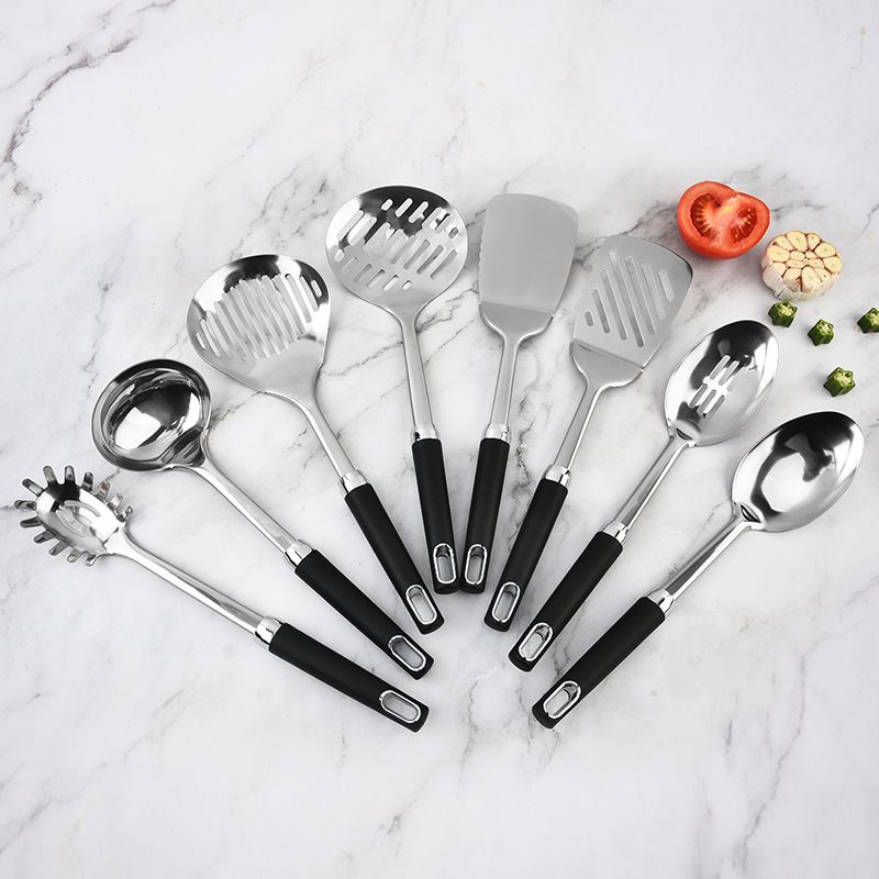 Stainless steel 8-piece kitchen utensil set slotted spoon spatula slotted spatula colander ladle multi-functional household