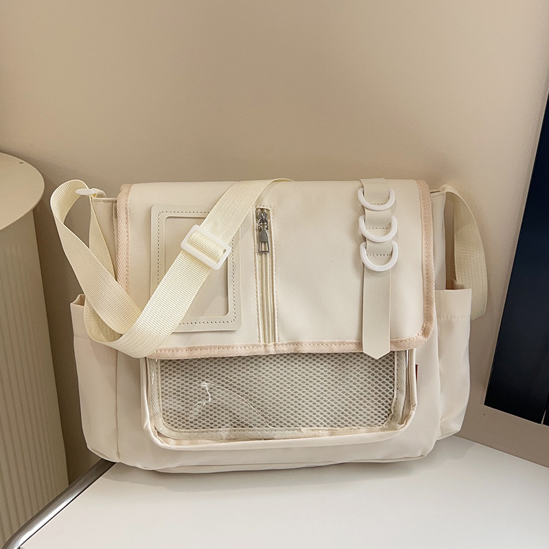 Large capacity simple women cute messenger bag transparent splicing pain bag student dopamine crossbody bag