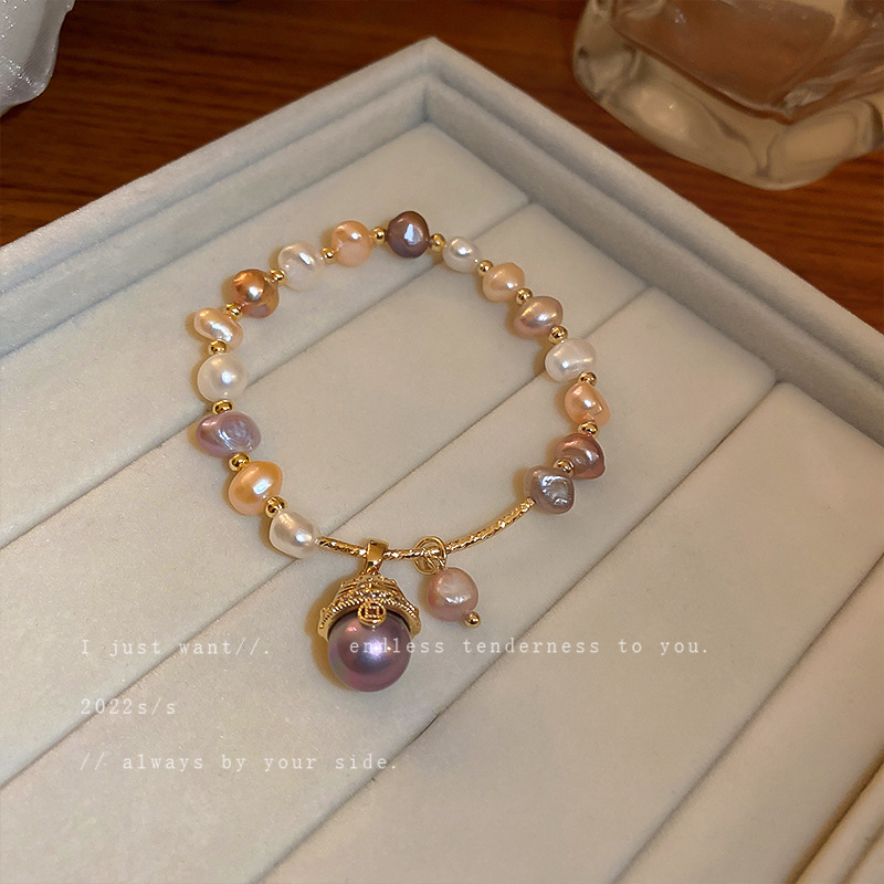 Baroque freshwater pearl zircon bracelet cat head bracelet hand jewelry for women