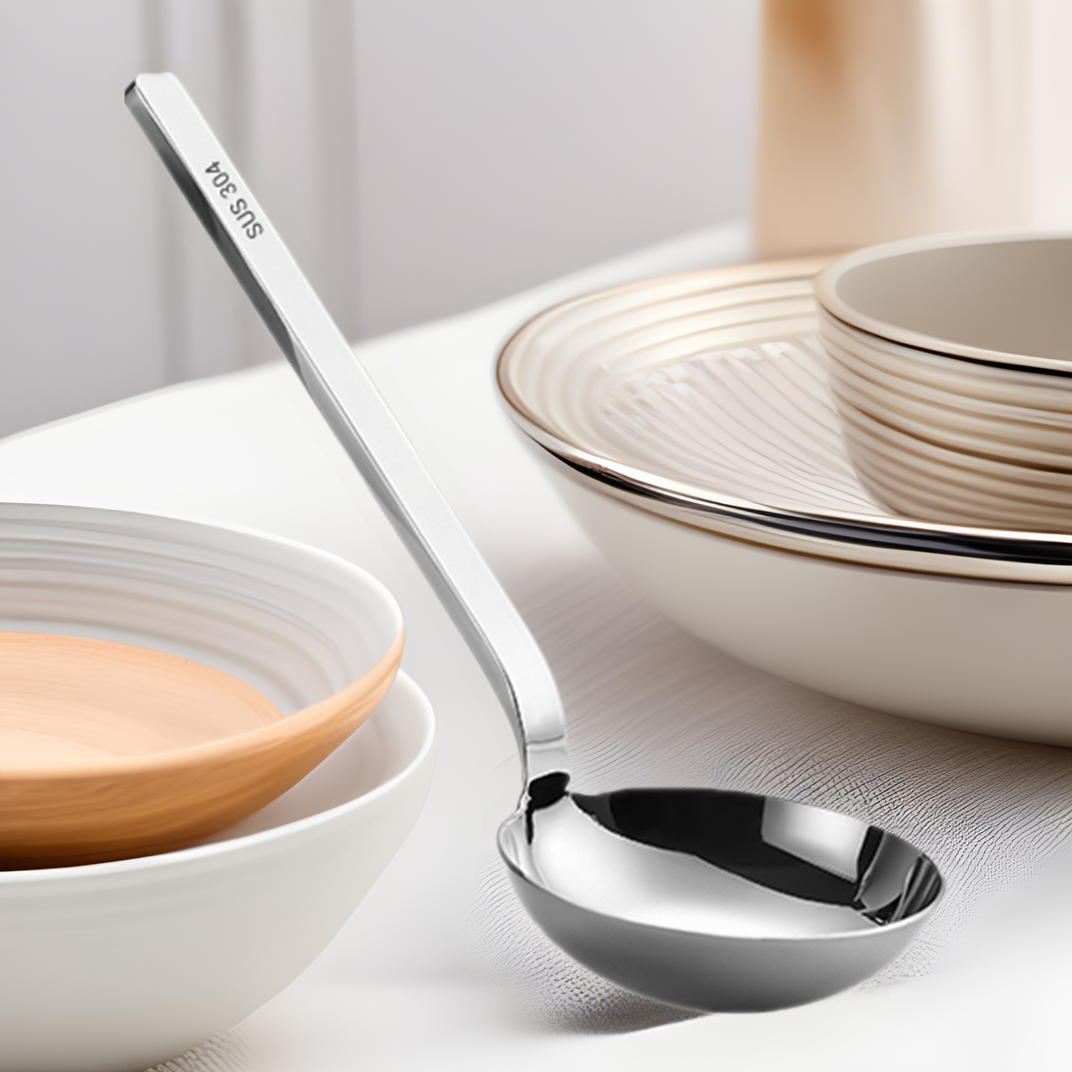304 stainless steel short handle large round head flour soup spoon, household dessert soup spoon, handle