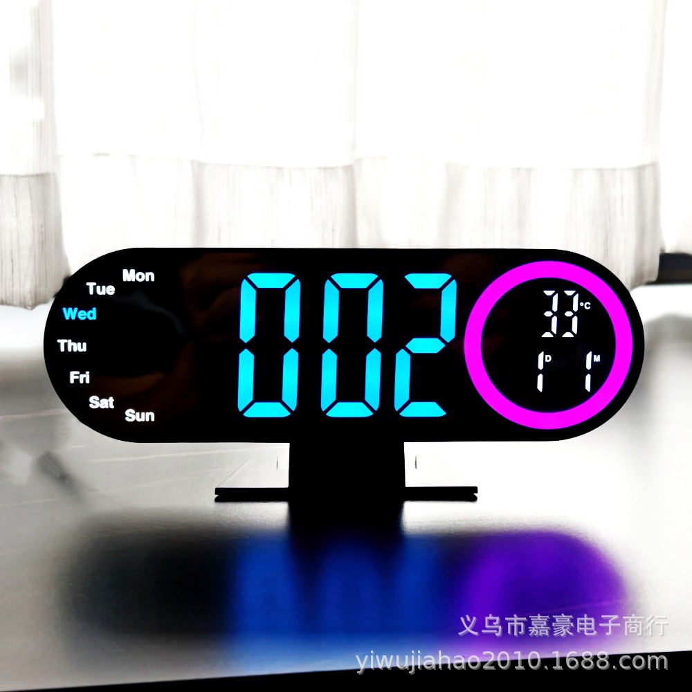 New Colorful Clock Living Room Clock Large Screen LED Digital Alarm Clock Timer Mirror Electronic Clock