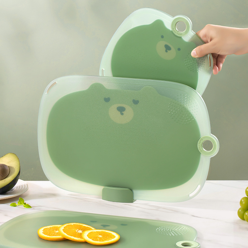 Little Bear Baby Food Cutting Board Household Non-Slip Chopping Board Baby Food Fruit Chopping Board Set Plastic Kitchen Cutting Board