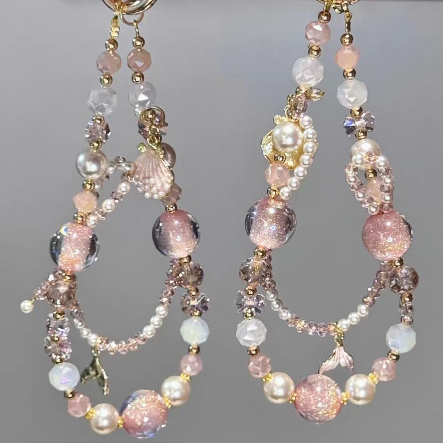 【Pink Star Chain】Summer Shell Bead Phone Chain Lanyard Keychain Bag Pendant