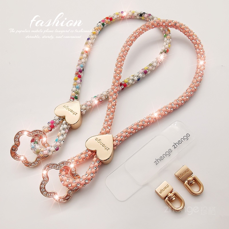 Phone strap wrist type sparkly diamond love flower buckle bracelet short exquisite outdoor travel shopping