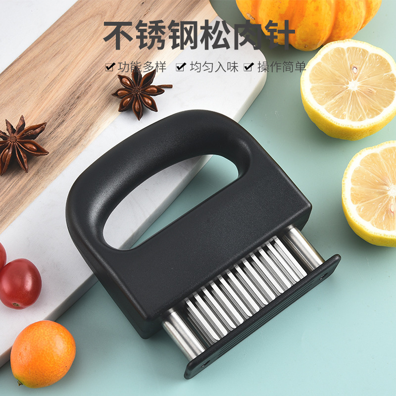 Household Stainless Steel Meat Tenderizer 48 Teeth Meat Tenderizing Needle Steak Tendon Breaker Beef Pounder BBQ Meat Tenderizer