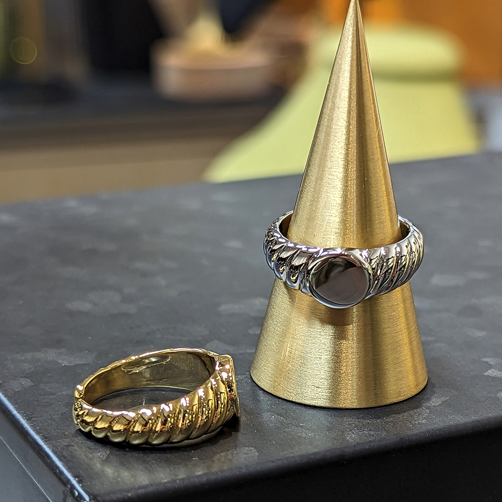 Minimalist Chic Style Simple Gold and Silver Two-Tone Thread Geometric Gold Plated Open Ring